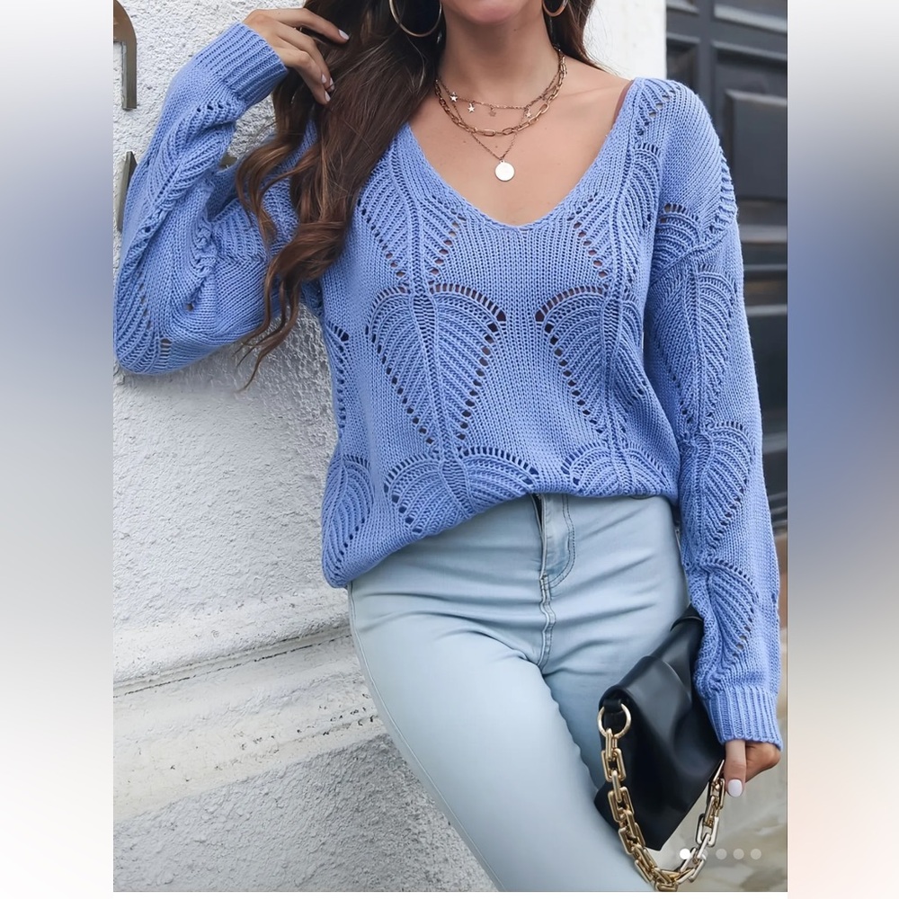 Blue Knit Women's Sweater